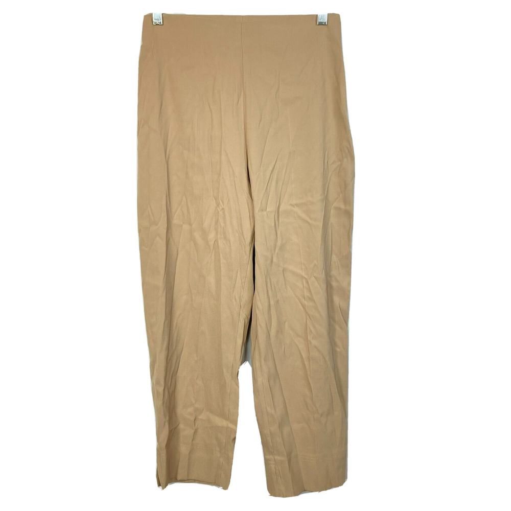 Lauren Vidal Pants Womens Sz T2 6 Beige‎ Crop Stretch Side Zip Straight Leg